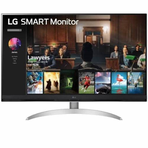 Smart Monitor LG 32SQ700S-W 31.5&#039;/ 4K/ Smart TV/ Multimedia/ Regulable en altura/ Plata y Blanco