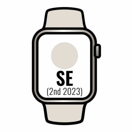 Apple Watch SE 2 Gen 2023/ GPS/ 44mm/ Caja de Aluminio Blanco Estrella/ Correa Deportiva Blanco Estrella S/M