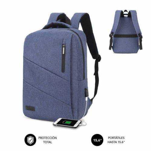 Mochila Subblim City Backpack para Portátiles hasta 15.6&#039;/ Puerto USB/ Azul