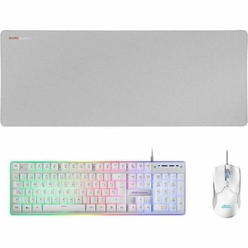 Pack Gaming Mars Gaming MCPX/ Teclado H-MECH + Ratón Óptico + Alfombrilla/ Blanco