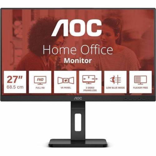 Monitor Profesional AOC 27E3QAF 27'/ Full HD/ Multimedia/ Regulable en altura/ Negro