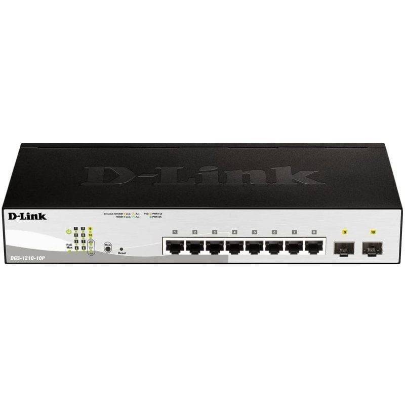 Switch D-Link DGS-1210-10P 10 Puertos/ RJ-45 Gigabit 10/100/1000 PoE/ SFP