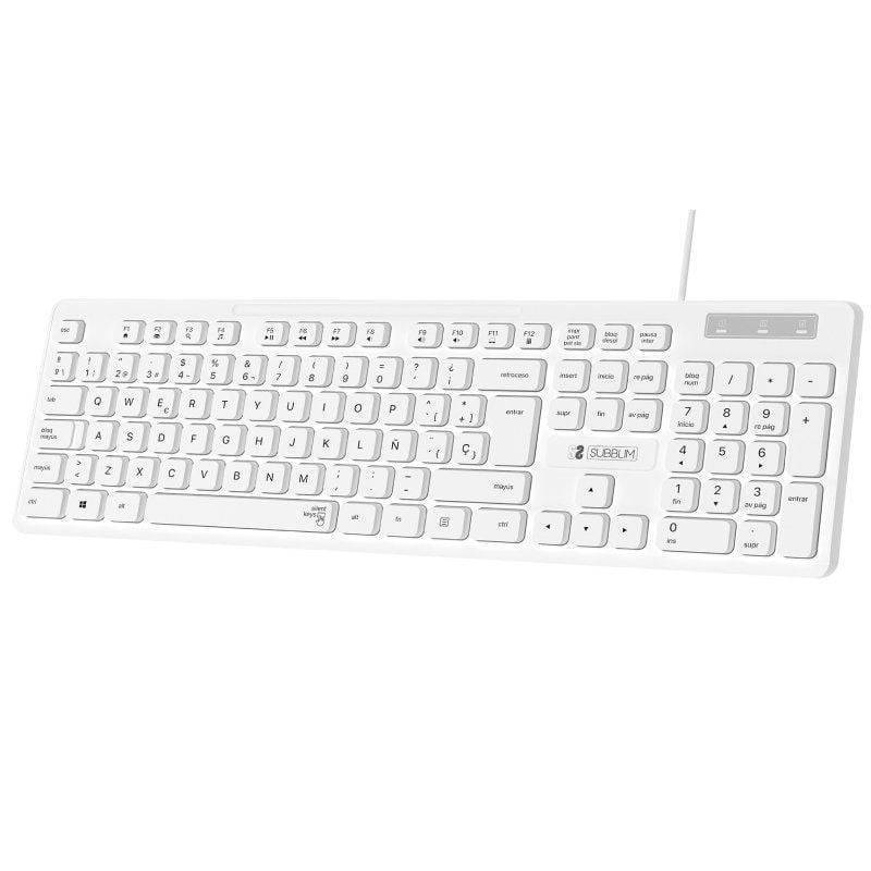 Teclado Subblim Business Slim Silencioso/ Blanco